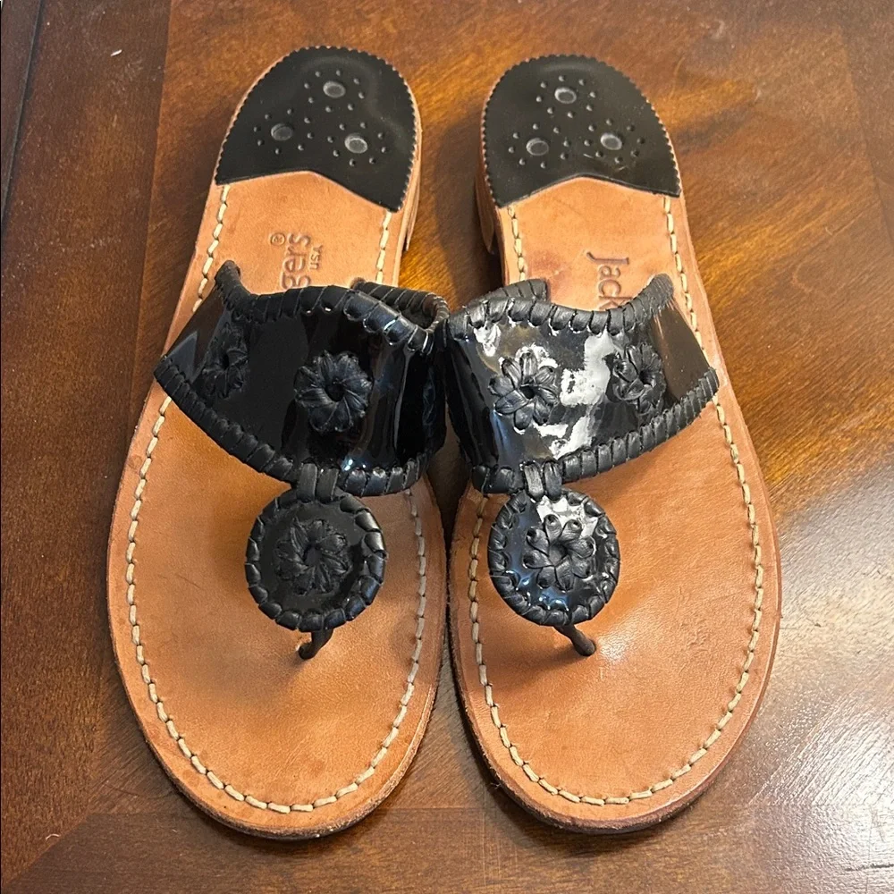 Jack Roger ‘Original Jacks’ Black Patent Leather Sandal - Picture 2 of 9